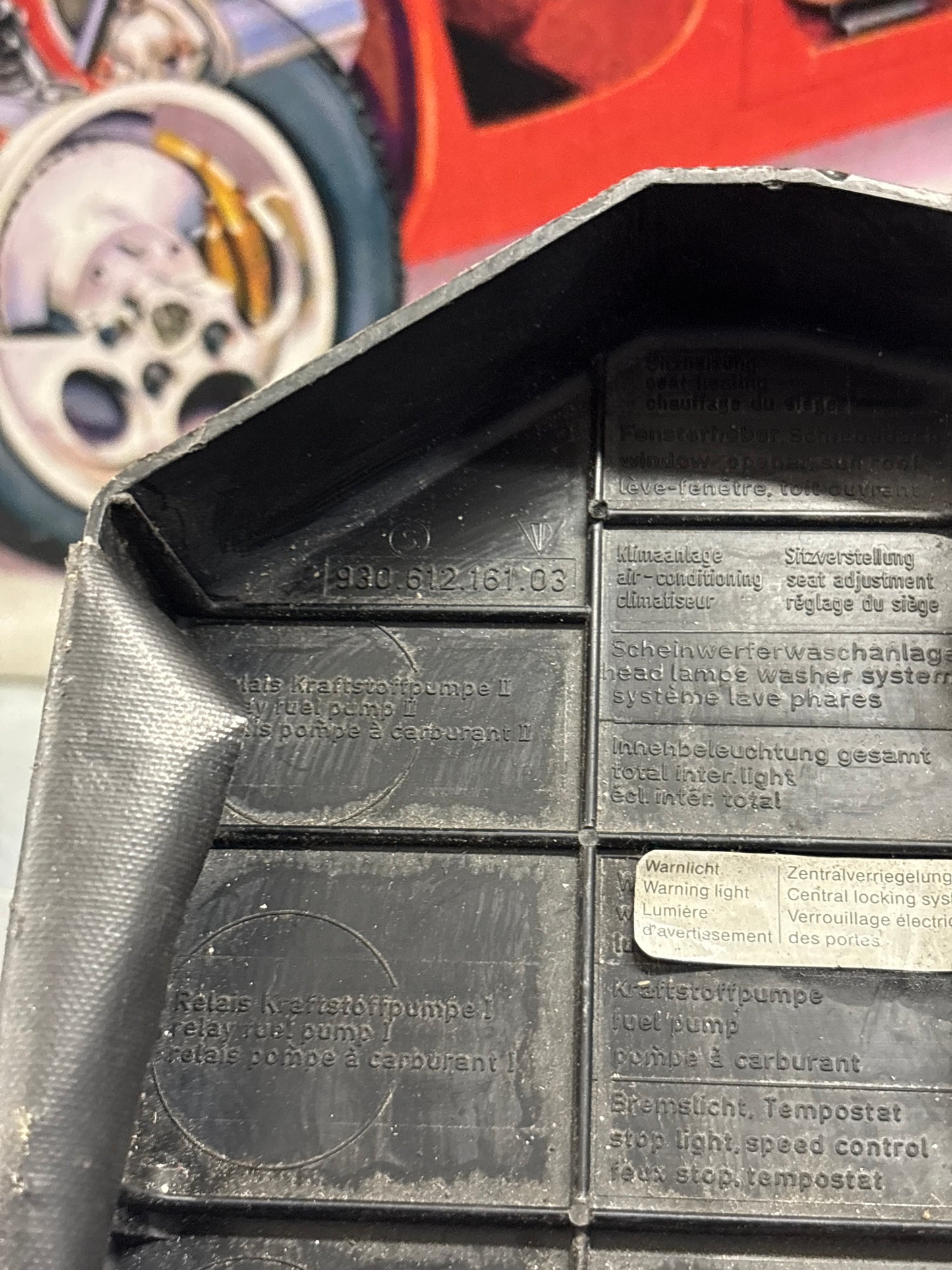 Porsche 911 G Fusebox cover, used 93061216103