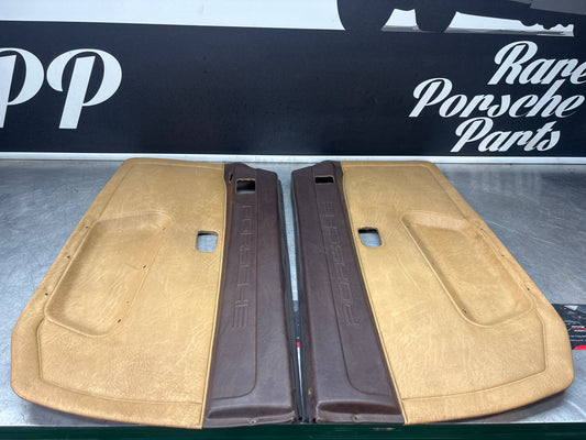 Porsche 924 944 -85.5 pair of Used RHD brown Porsche scripted door cards, 478867011 / 478867012