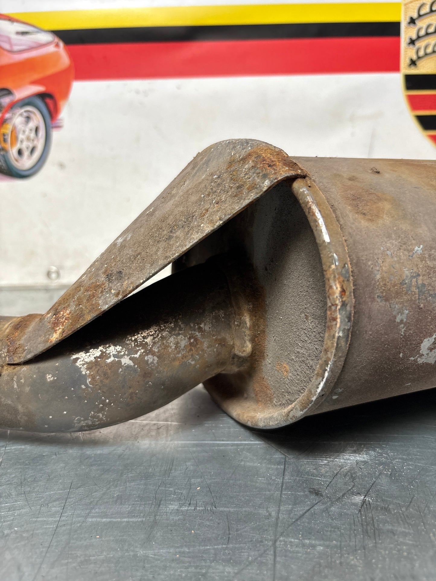Porsche 924 Turbo Bischoff exhaust system rear muffler, used 93111105006