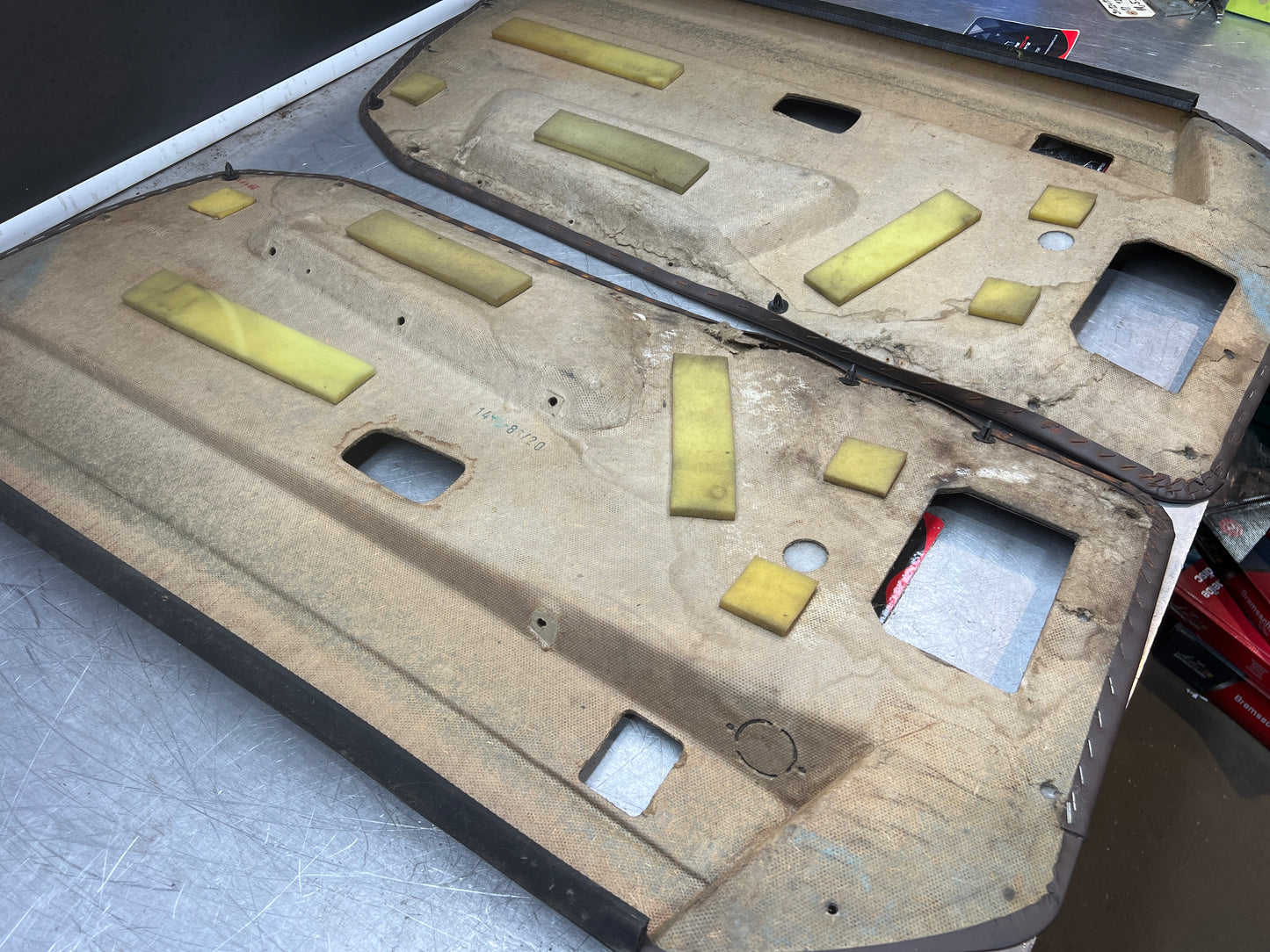 Porsche 924 944 -85.5 pair of Used RHD Porsche brown door cards, 478867011 / 478867012 used