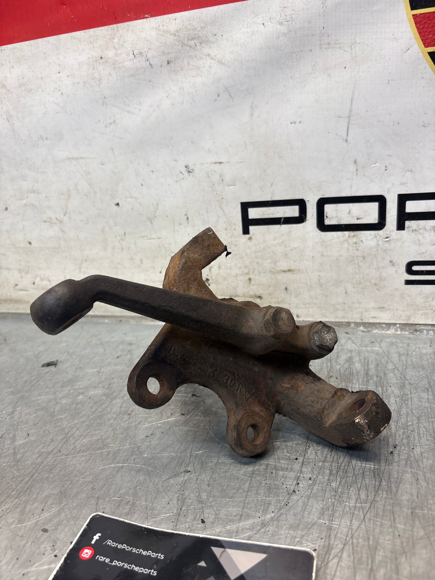 Porsche 928 right steering spindle knuckle, used 92834105803
