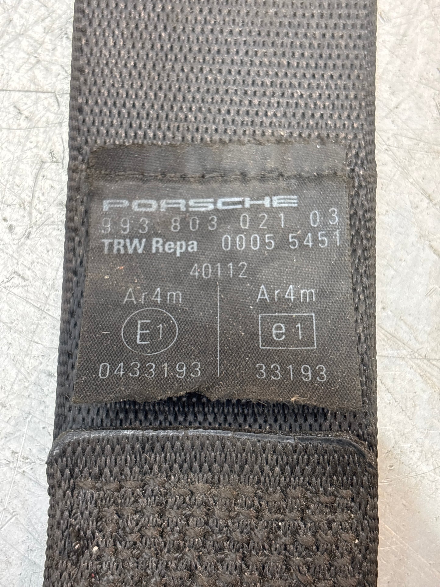 Porsche 911 993 rear left N/S seat belt, used, 99380302103