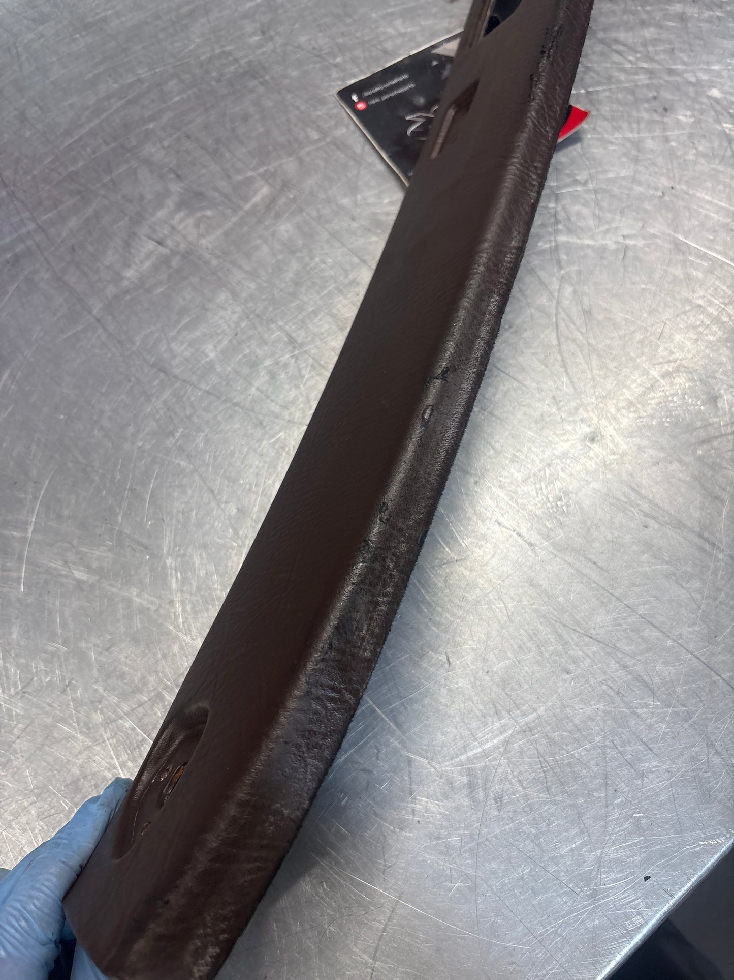 Porsche 924 944 -85.5 front roof / sun visor trim, brown 477867511, used
