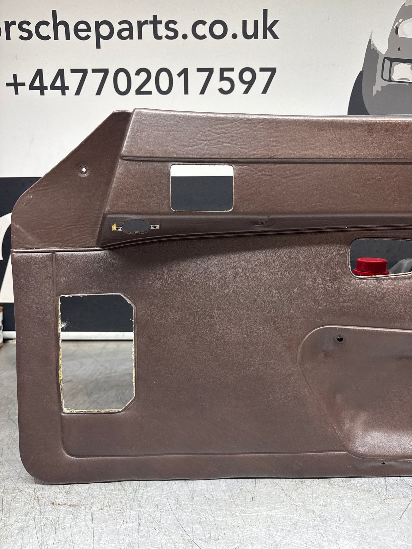 Porsche 924 / Early 944 brown RHD Drivers door card. Fibreglass repaired. 478867011