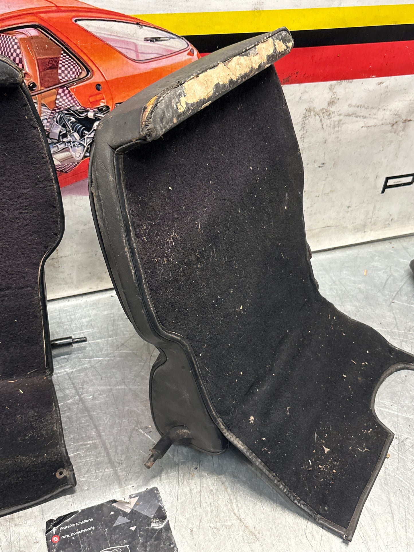 Porsche 928 black leather rear seat set, used