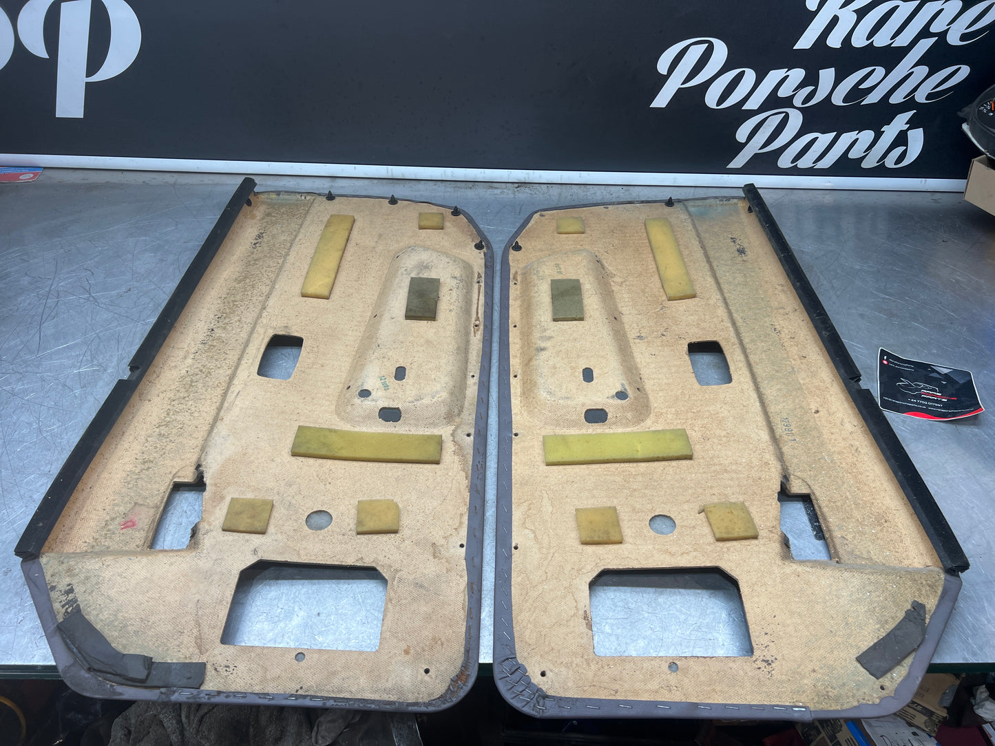 Porsche 944 85.5- pair of late UsedPorsche grey door cards, 94455501701 / 94455501801 used