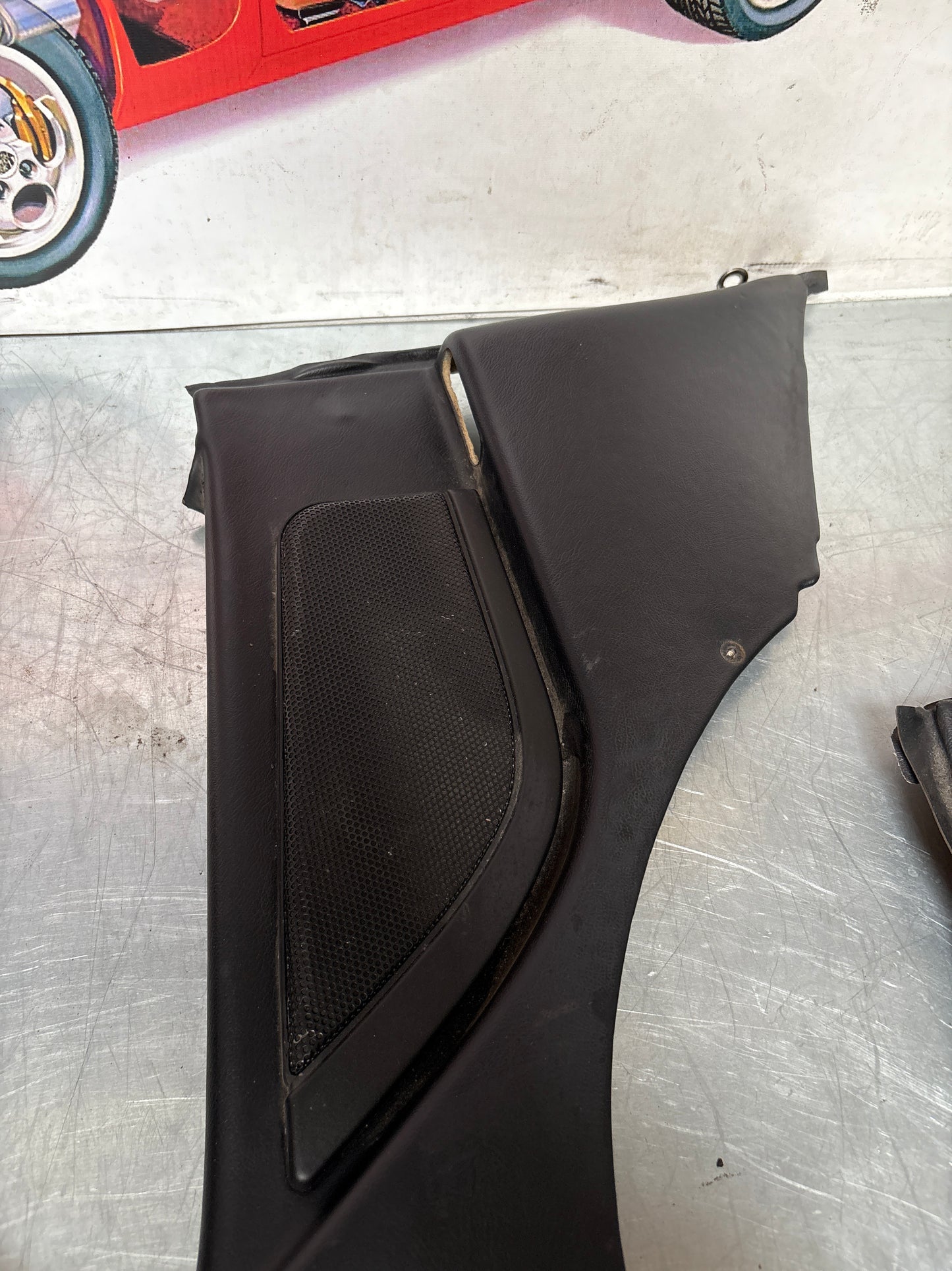 Porsche 944 Turbo S2 Black rear interior C Post trims/cards with M490 sound package, used 94455502113 / 94455502213