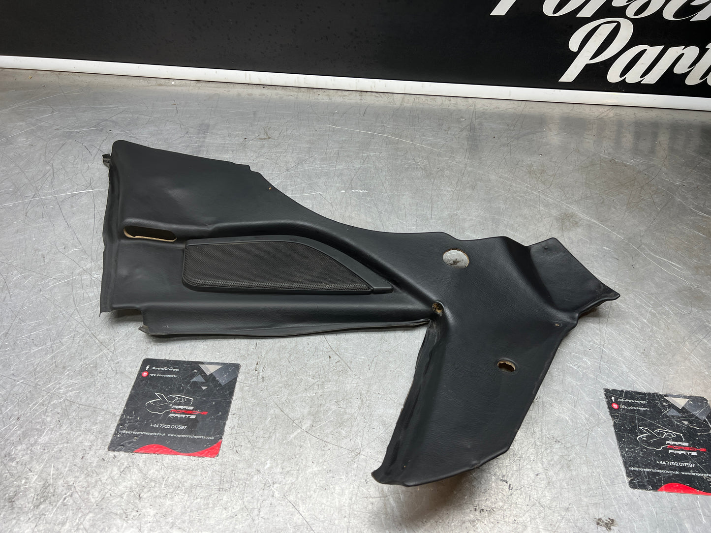 Porsche 944 Left Rear Quarter Trim Card, black  - used 944555021 M490 sound pack