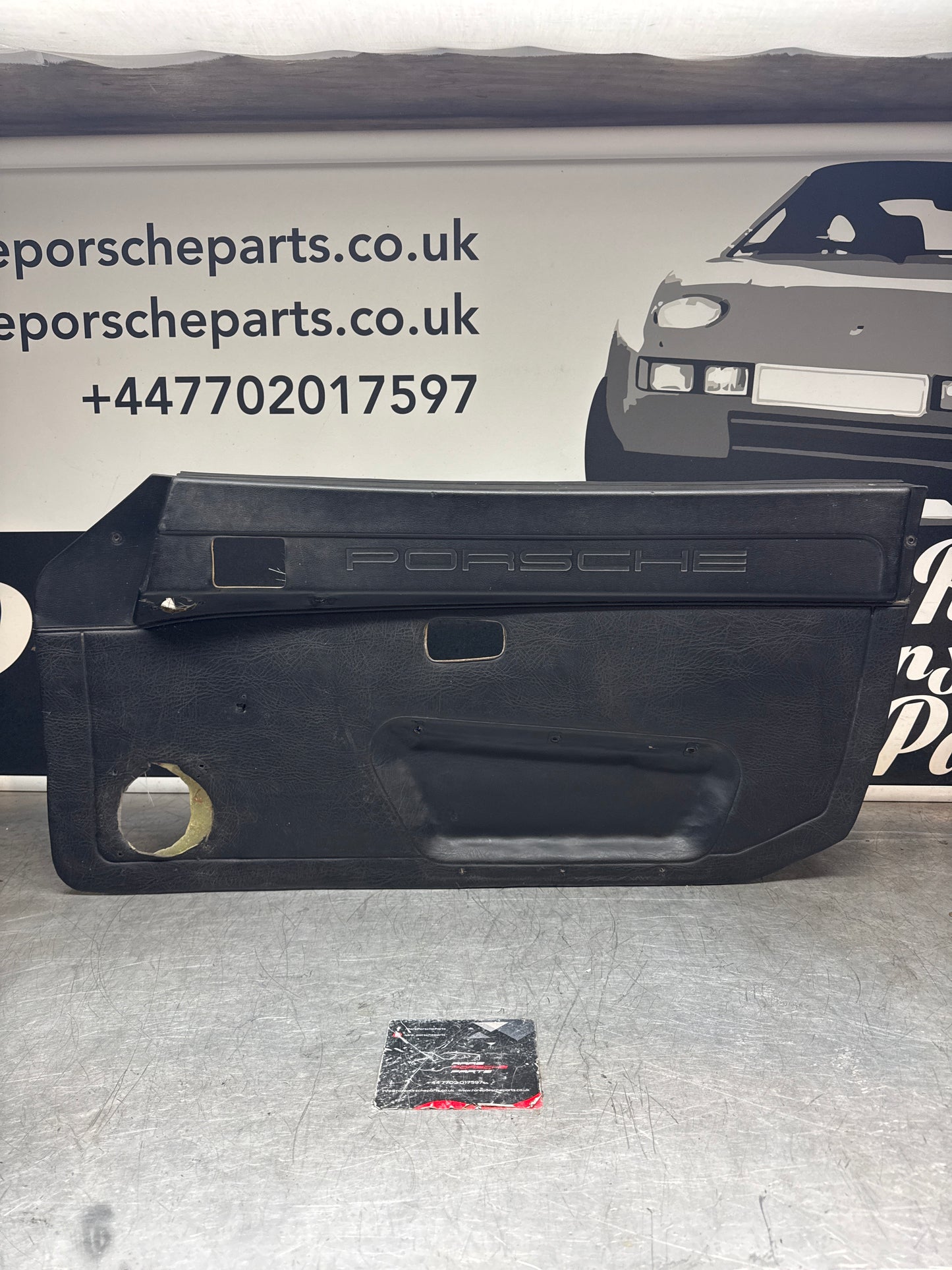 Porsche 924/944 early Porsche scripted door card used right side, Rhd, Fibreglass repaired 478867012