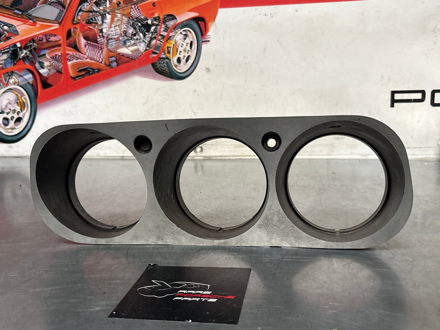 Porsche 944 dash binnacle dial panel speedo surround 477857283 silver, used