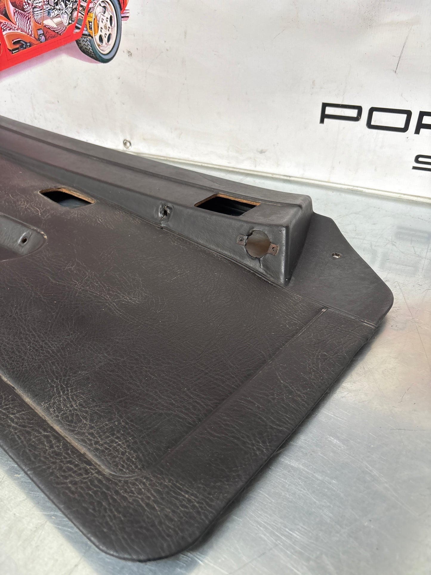 Porsche early 924 944 left side door card, used, Black, 477867011