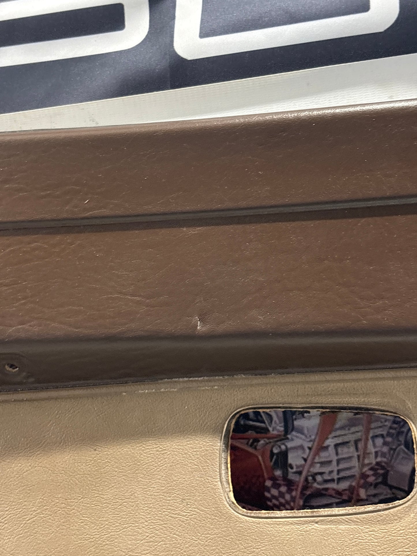 Porsche 924 brown/beige electric window door card, right, off side 477867012 used