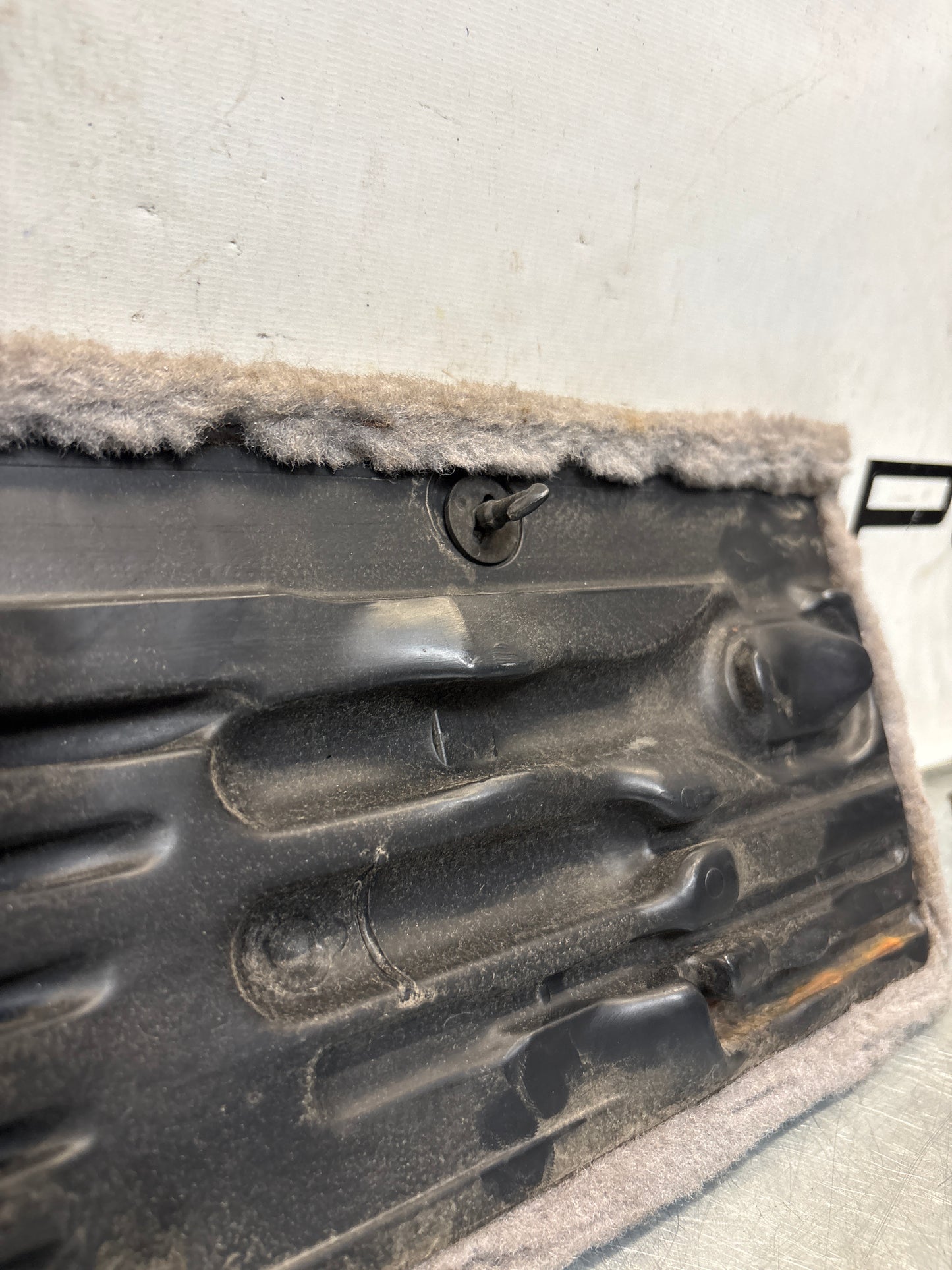 Porsche 928 grey carpeted Tool kit panel cover, used 92855118106