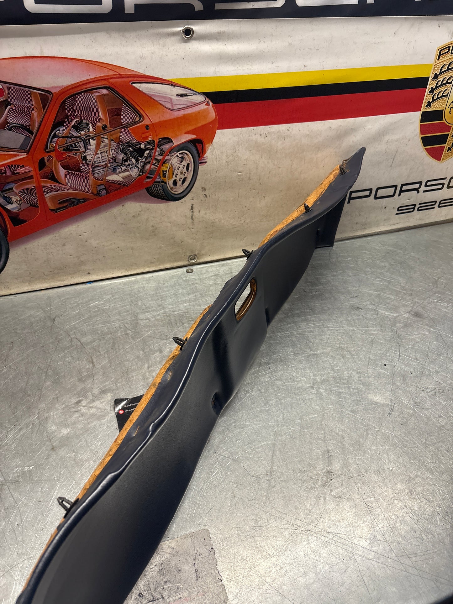 Porsche 928 sunroof mechanism cover trim, used, blue 92855552702