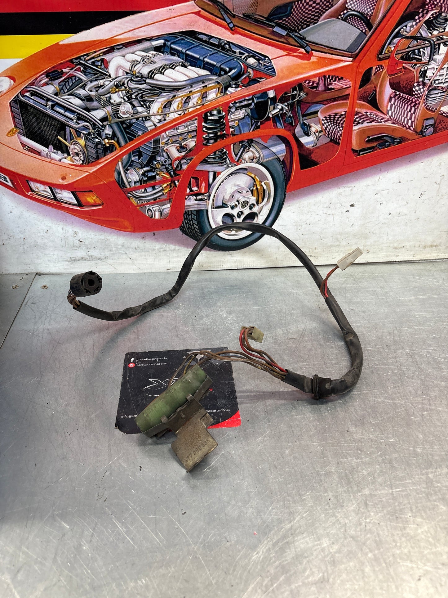 Porsche 924 944 fan motor resistor with wiring loom complete, 477959535 477971281 used