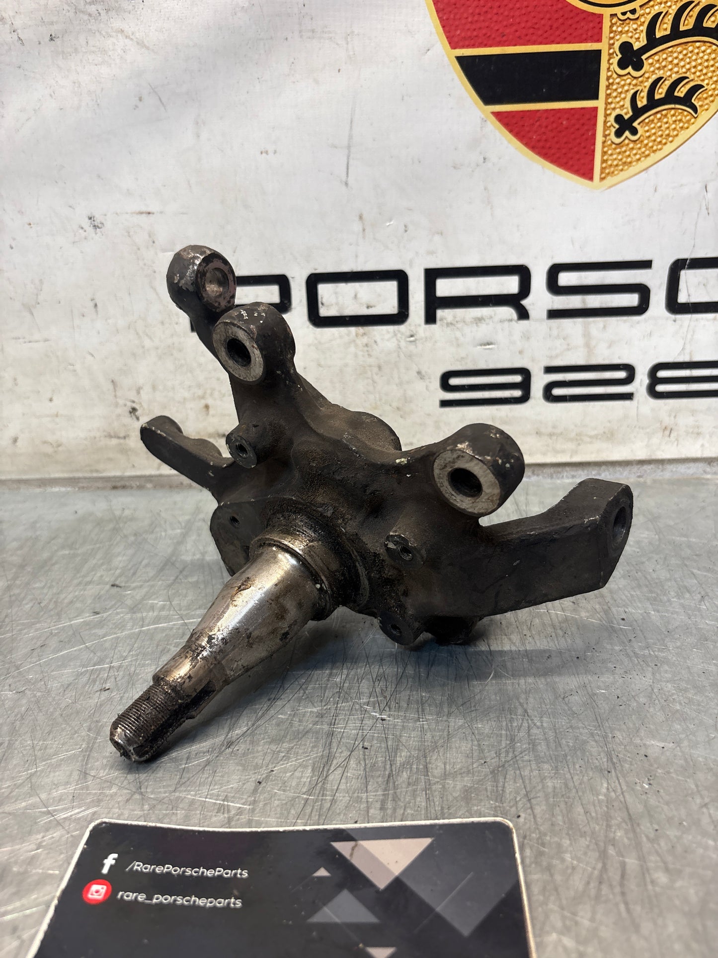 Porsche 928 right steering spindle knuckle, used 92834105817
