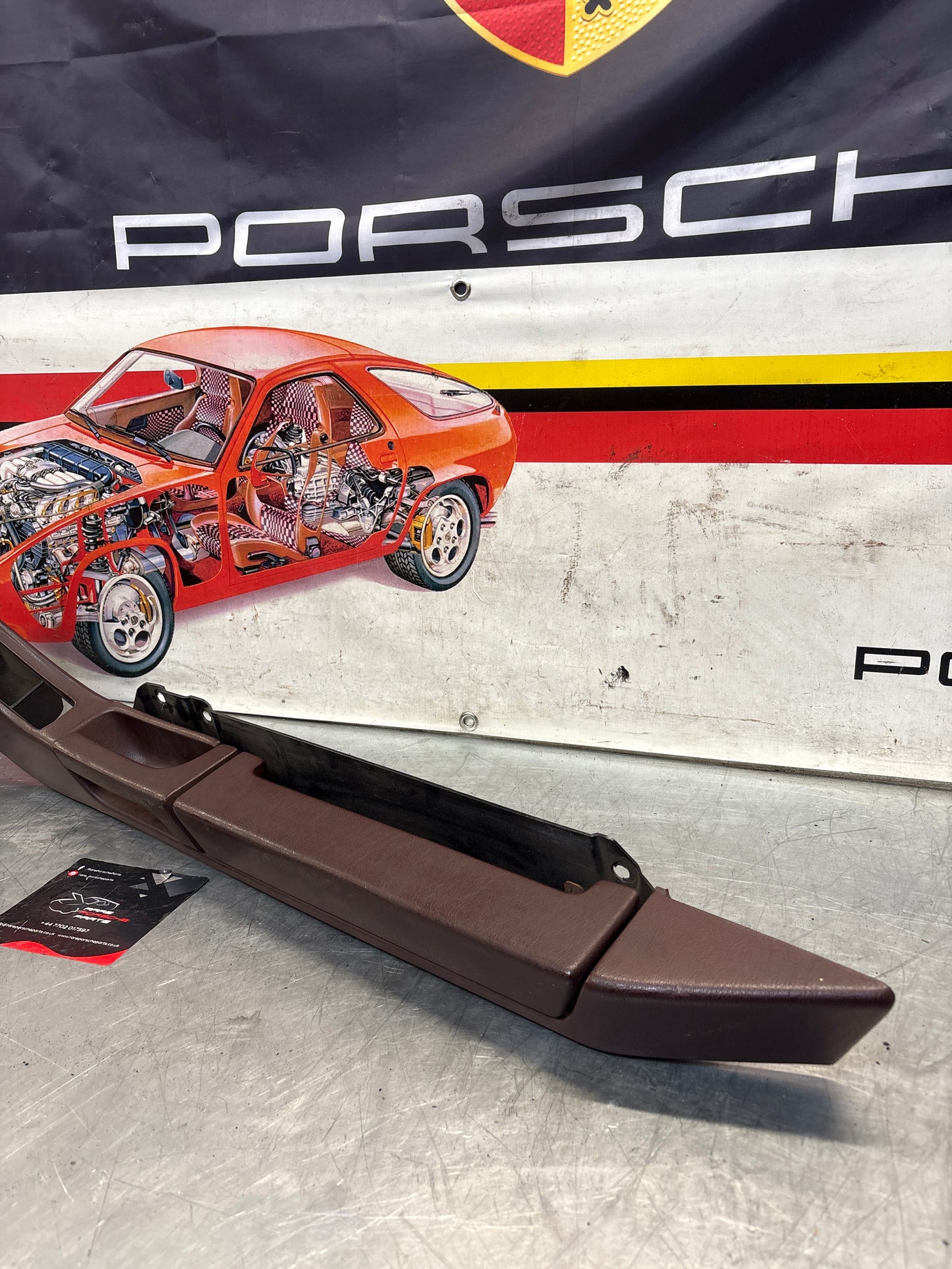 Porsche 928 burgundy door armrest, right, off side, 92855510203, used