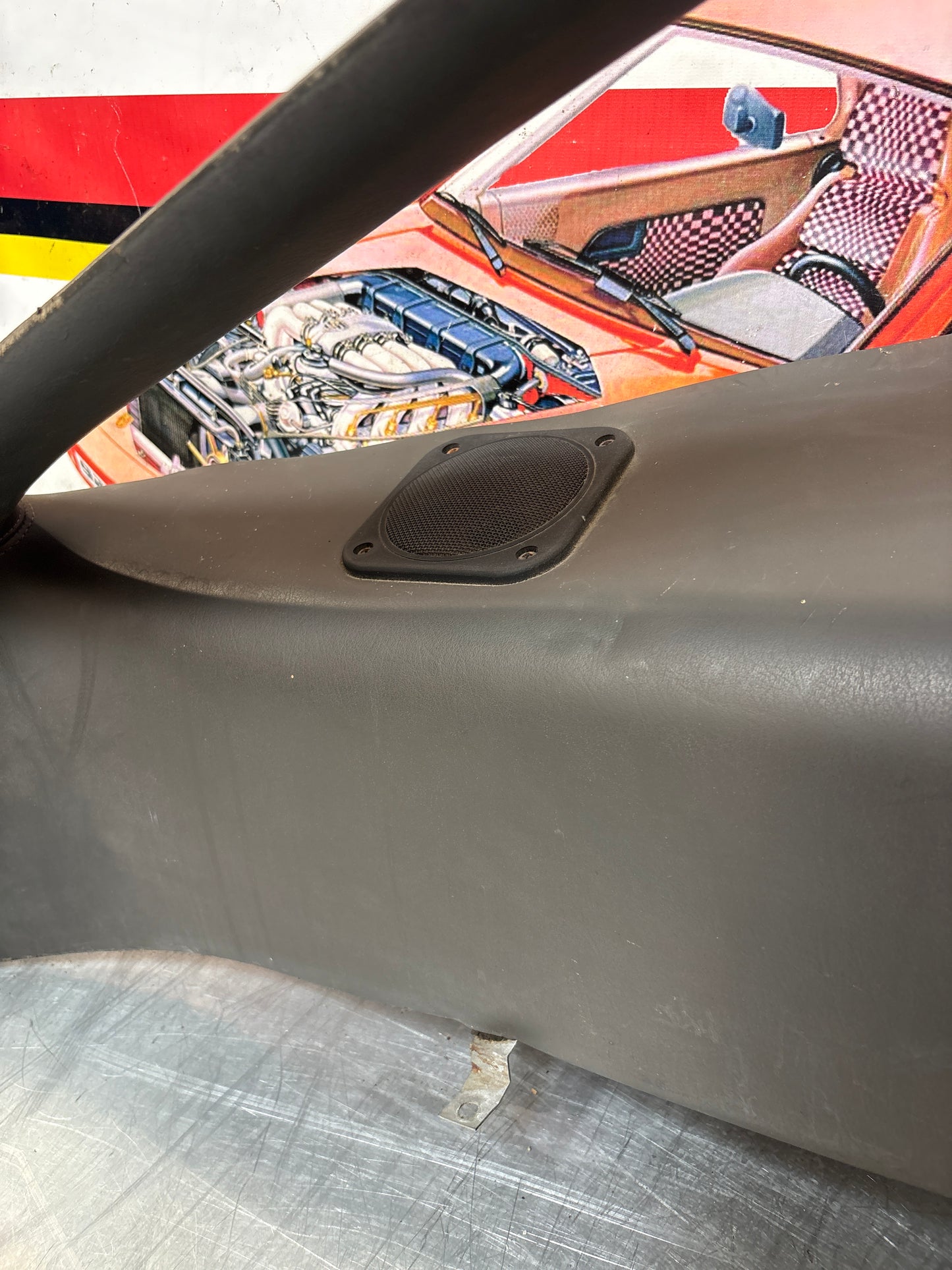 Porsche 928 left side lower side trim panel, grey used 92855502157