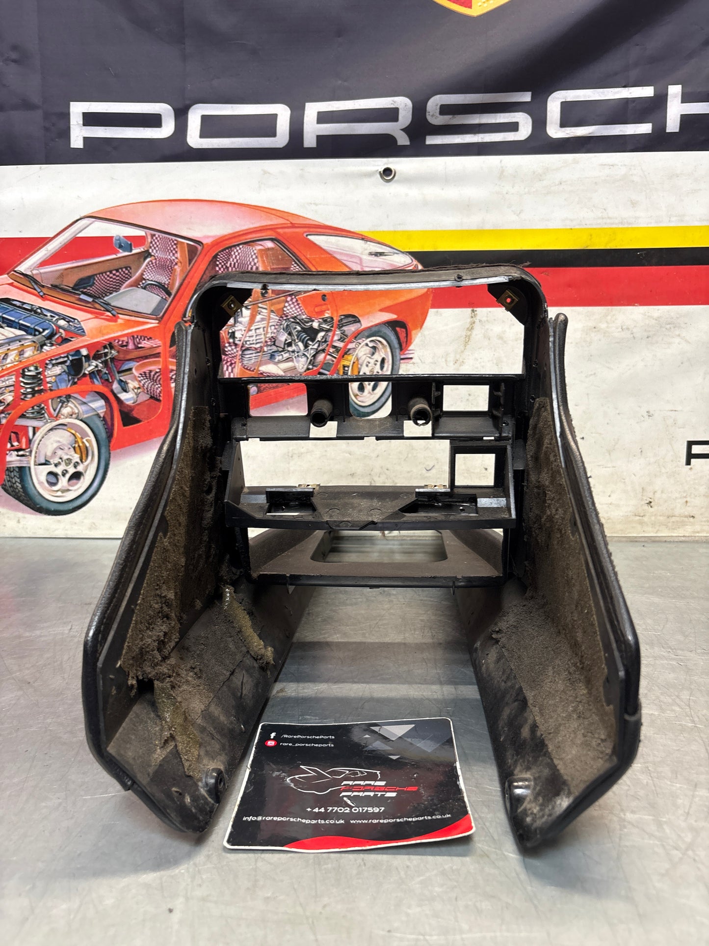 Porsche 924 centre console black, no switch holes 477857951  used