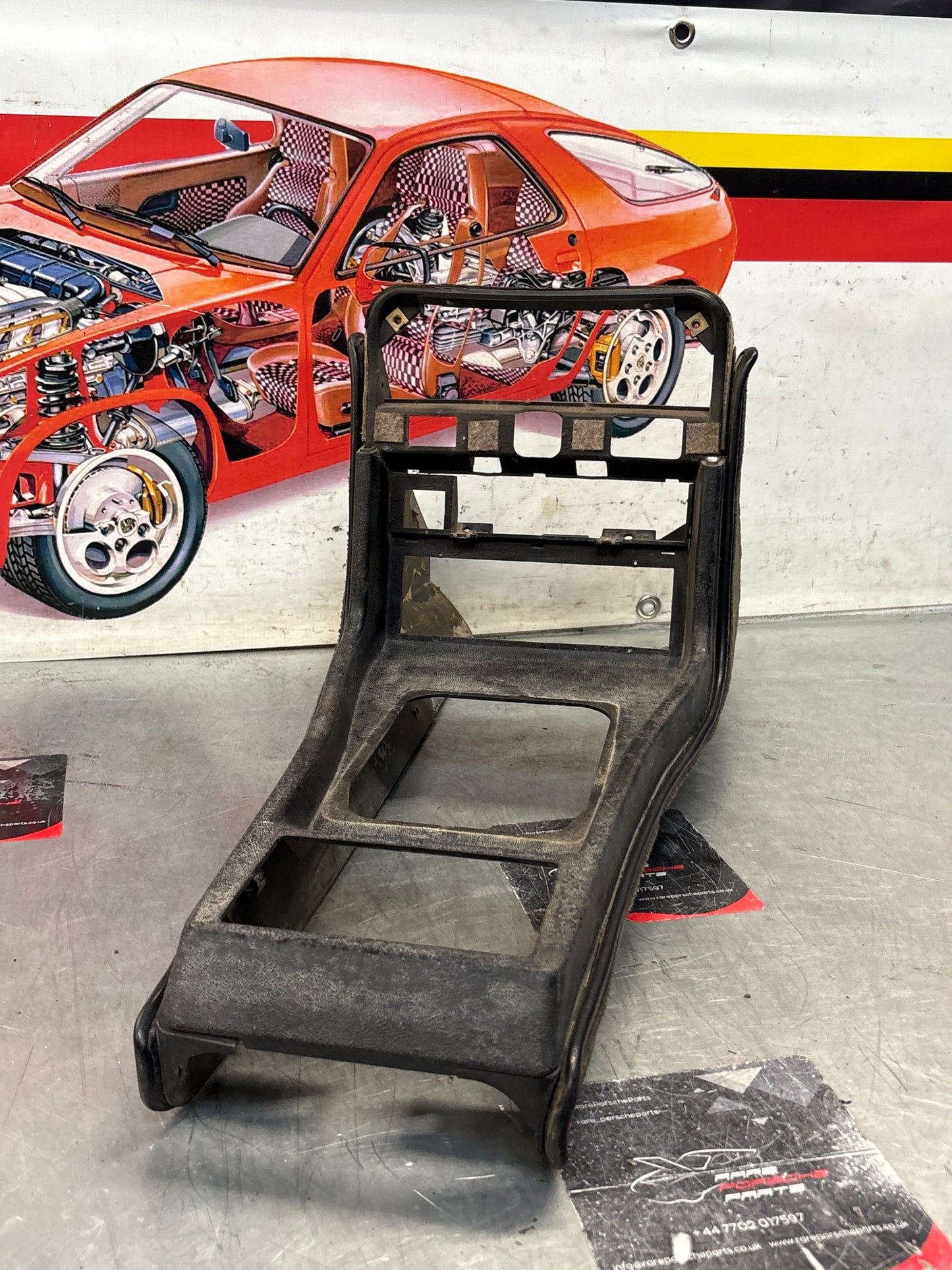 Porsche 924 centre console black, no switch holes 477857951 / 477857969 used