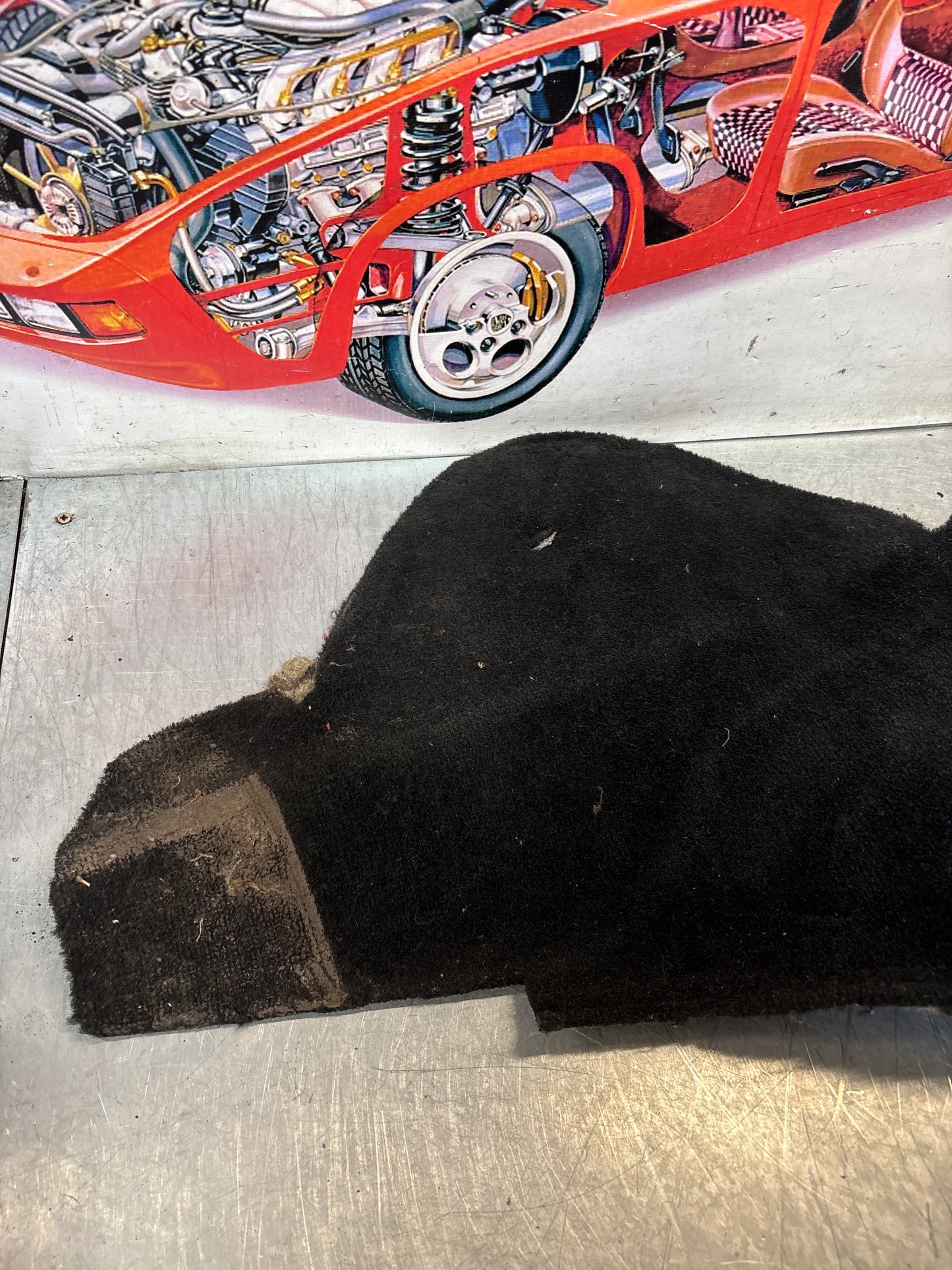 Porsche 924/944 85.5- rear left side trim carpet, black, 94455508301, used