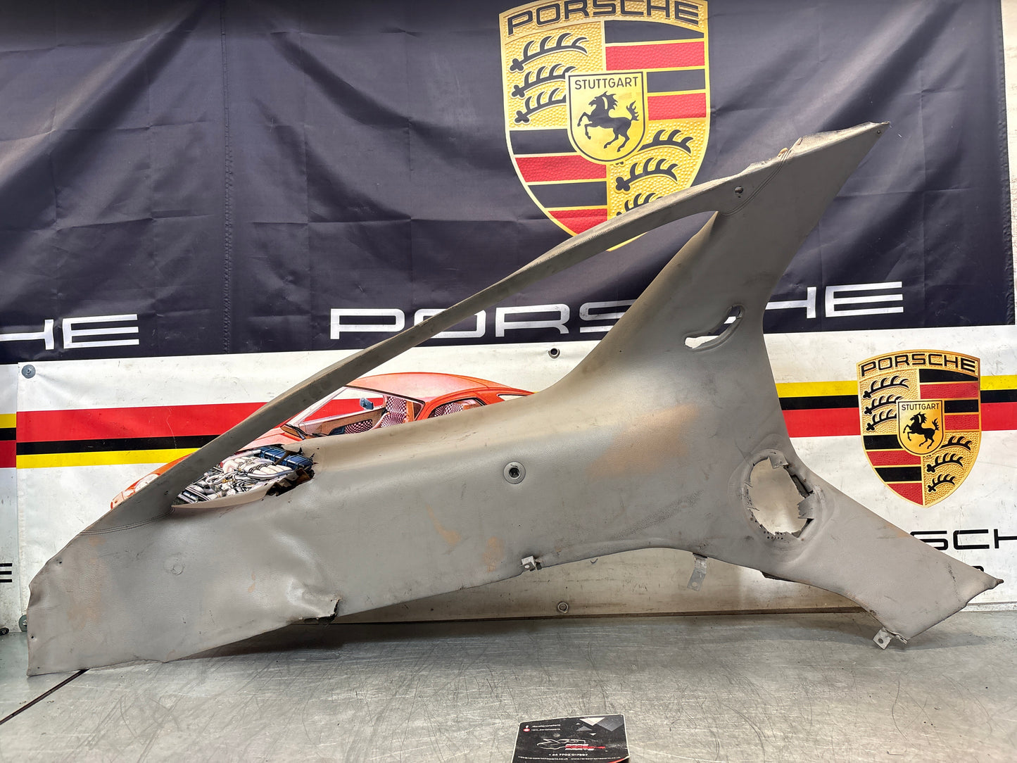 Porsche 928 left side lower side trim panel, grey used 92855502157