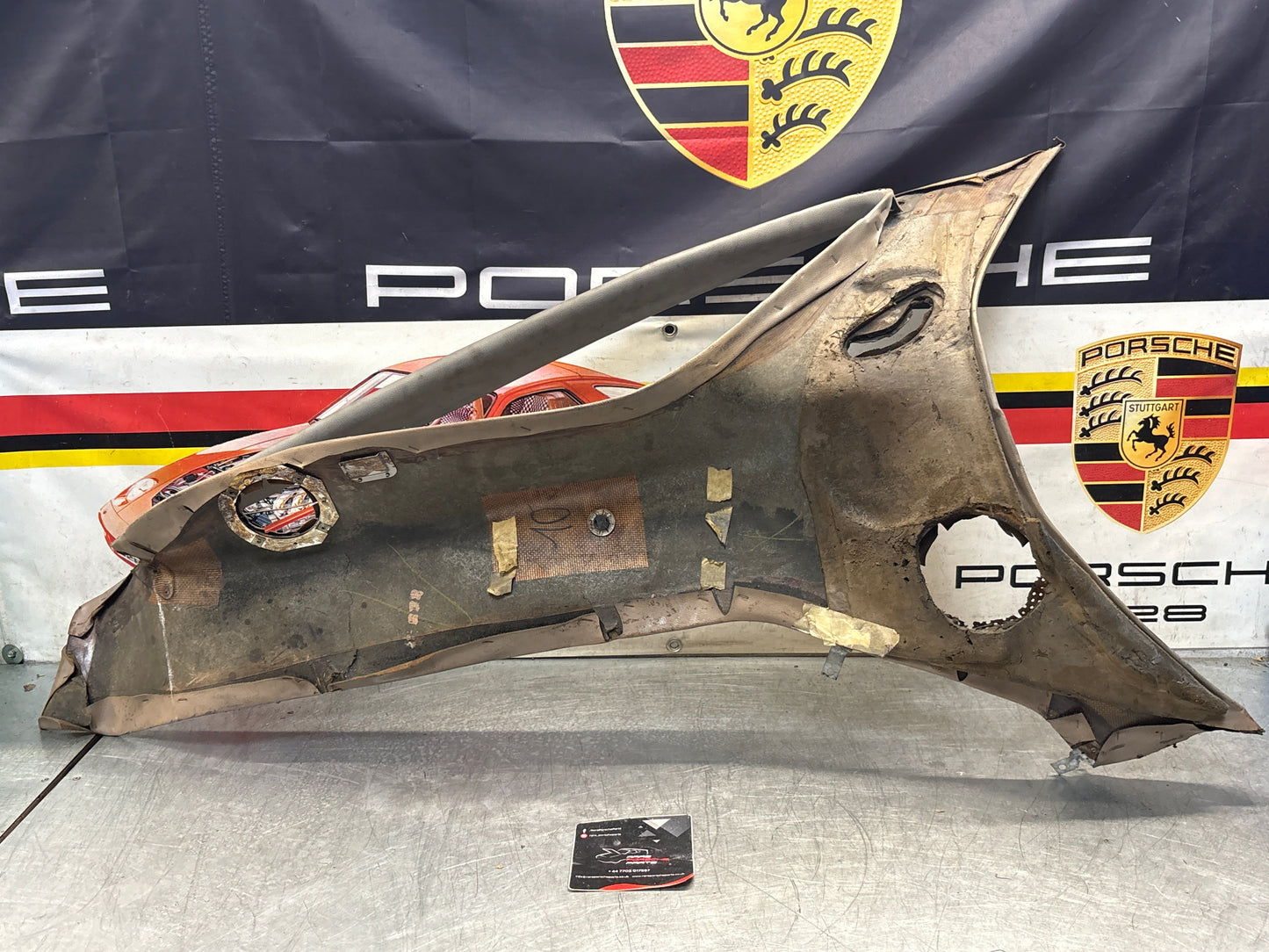 Porsche 928 right side lower side trim panel, grey used 92855502257