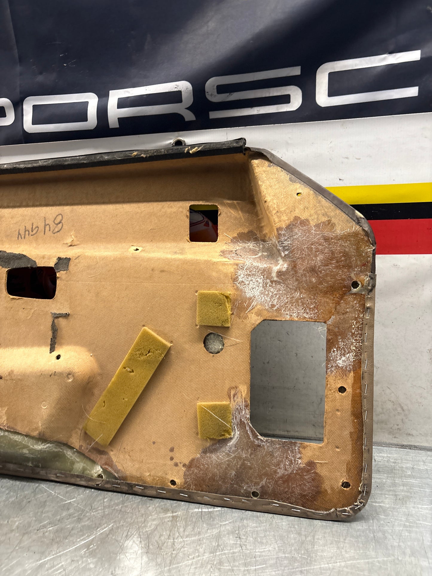 Porsche 924 brown/beige electric window door card, right, off side 477867012 used