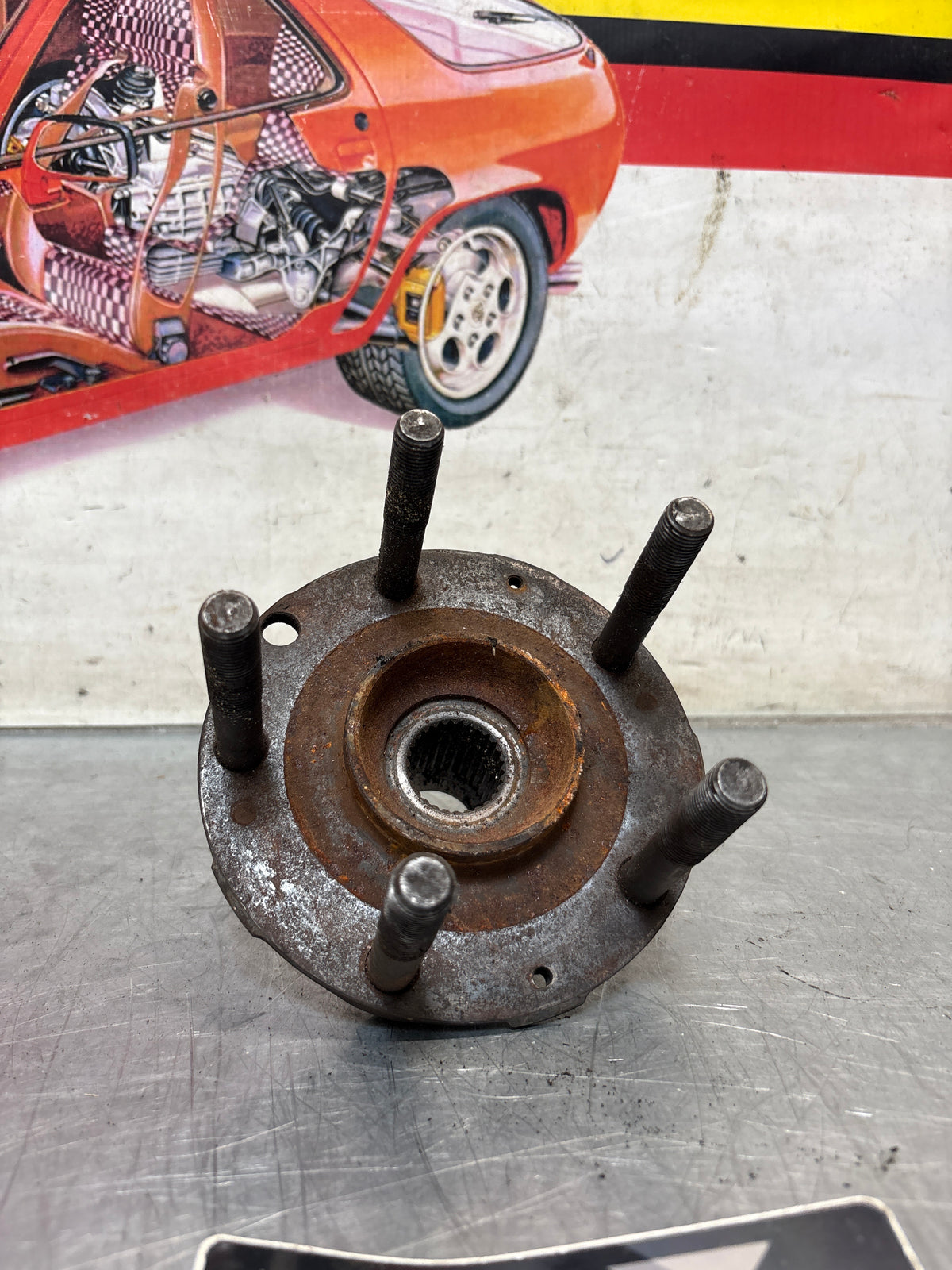 Porsche 928 rear wheel hub, 92833106507, used with long stud bolt