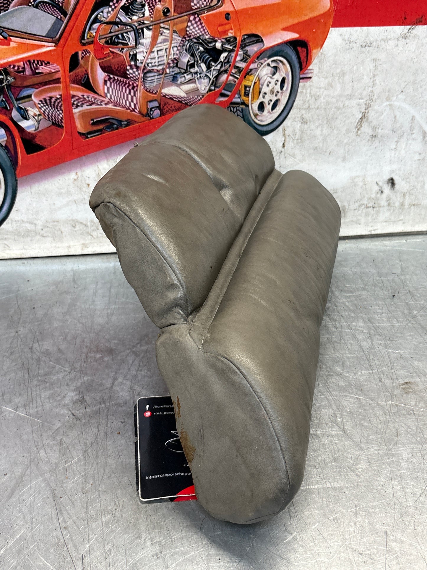 Porsche 928 rear right seat cushion, grey, leather, used 92852206051