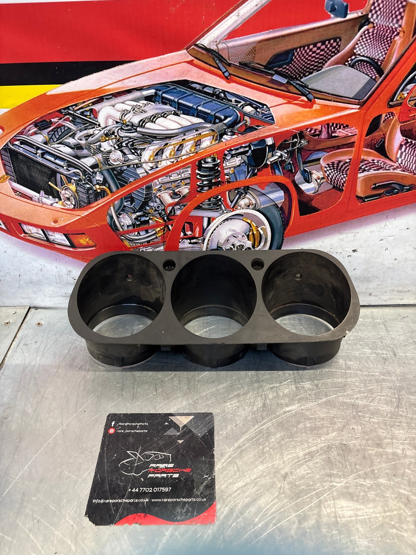 Porsche 924S dash binnacle dial panel speedo surround 477857283 black, without high beam hole, used