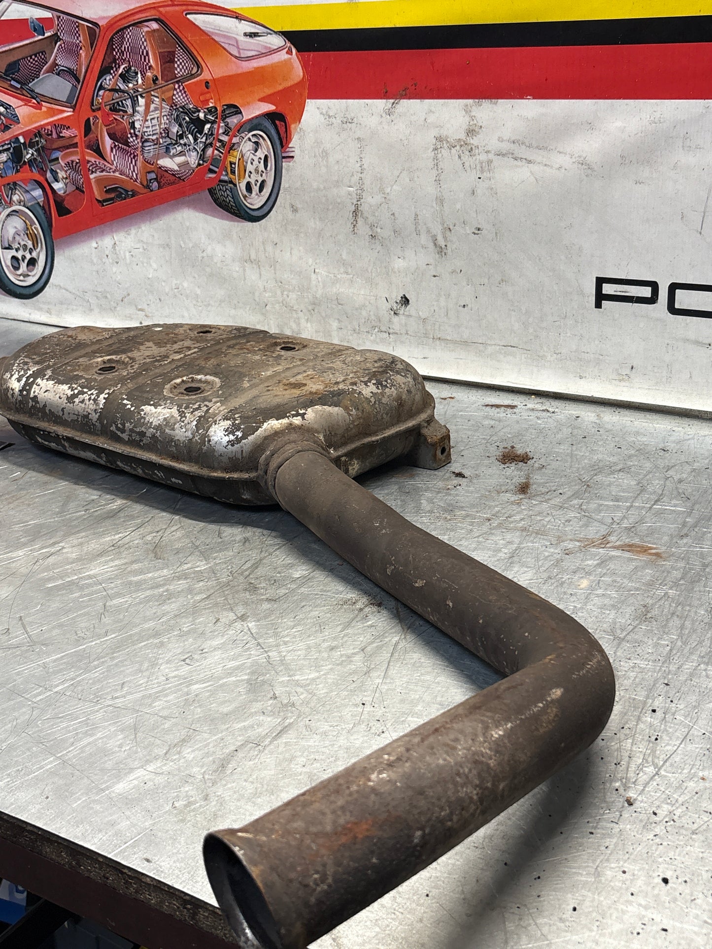 Porsche 928 Right side silencer, used 92811109401