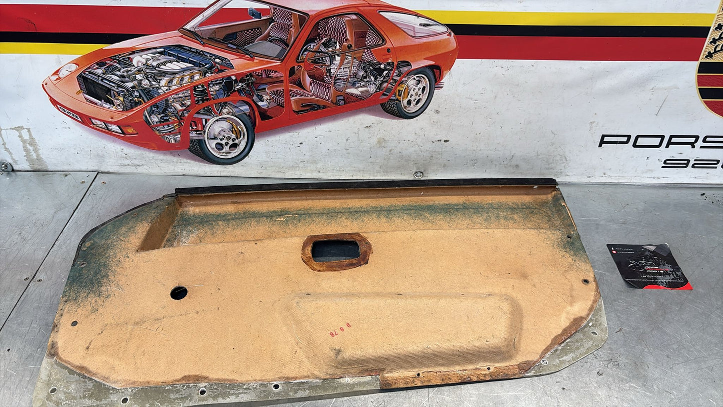 Porsche 924 / 944 early left manual Used door card, black, 477867011 no fabric!