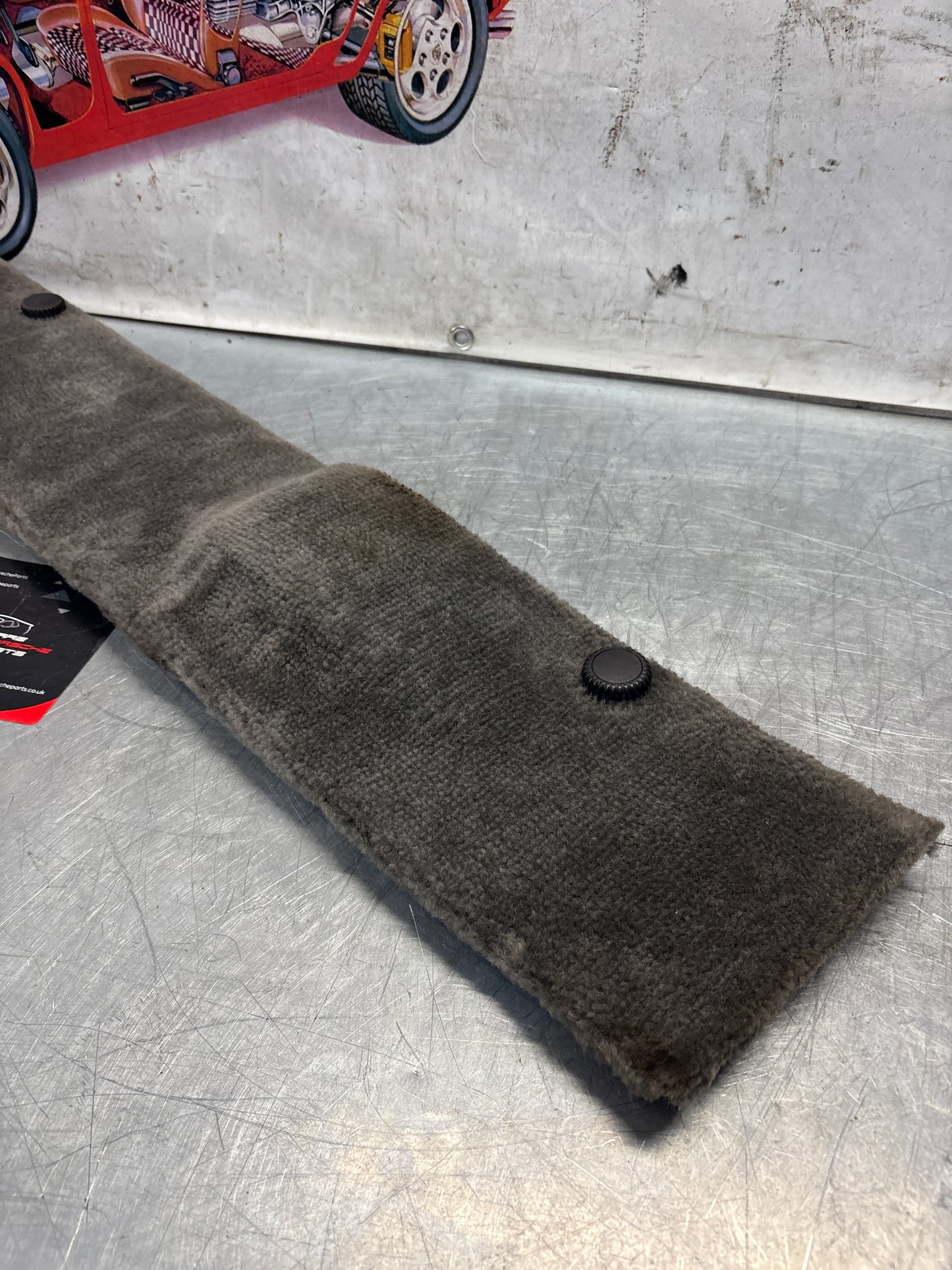 Porsche 928 grey carpeted Tool kit panel cover, used 92855118106
