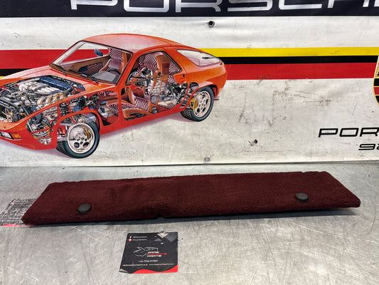 Porsche 928 burgundy carpeted Tool kit panel cover, used 92855118105