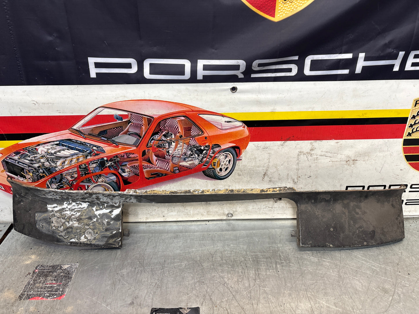 Porsche 924 Lower front valance, used, 94450303501 slightly bent