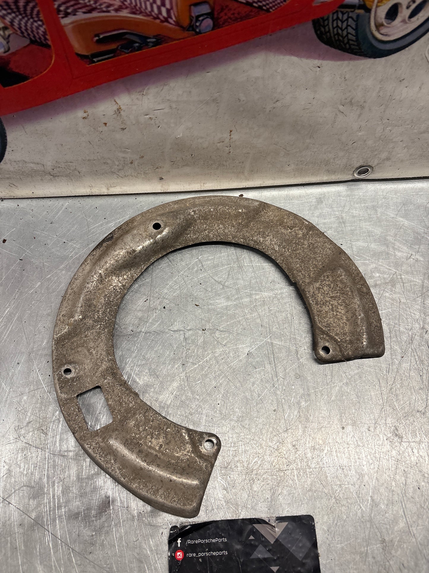 Porsche 928 S4 rear right brake dust cover plate, used 92835281405