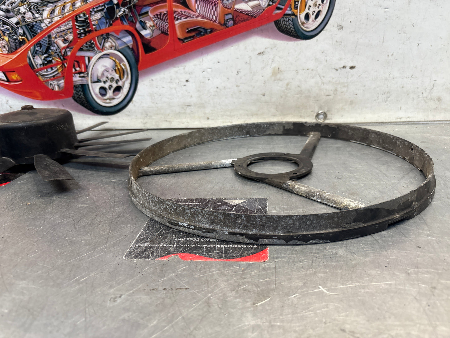 Porsche 928, 80- Air conditioner condenser  cooling  fan, genuine 92862410301 used