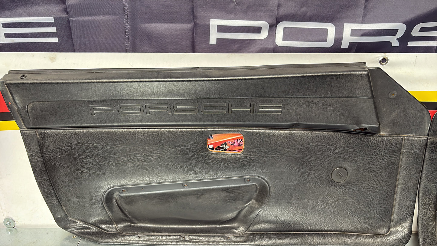 Porsche 924 / 944 Pair of early manual scripted door cards, used for spares or repair 477867012 / 477867011