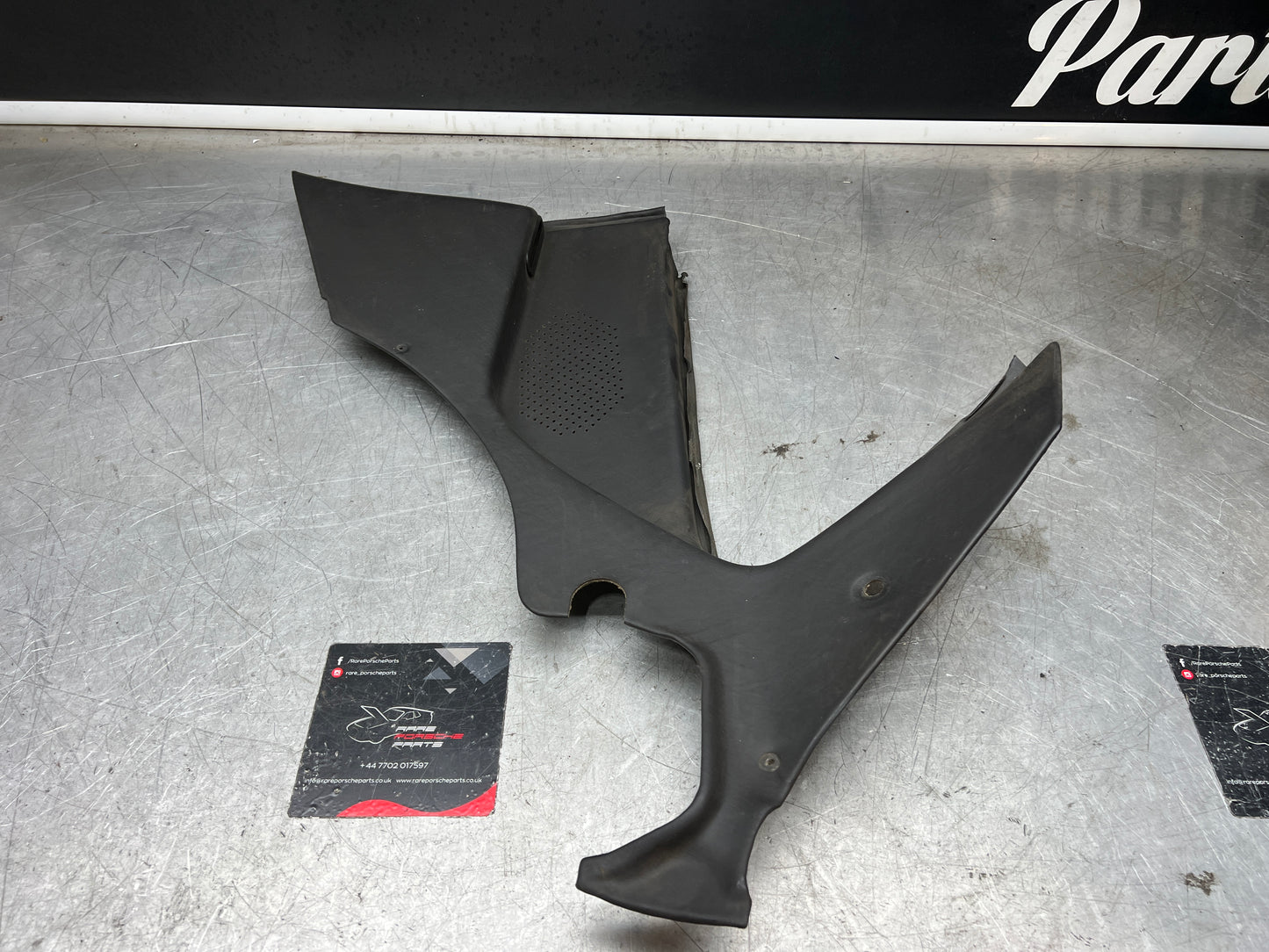 Porsche 944 black rear interior C Post trim card right side. Quarter panel trim used 944555022
