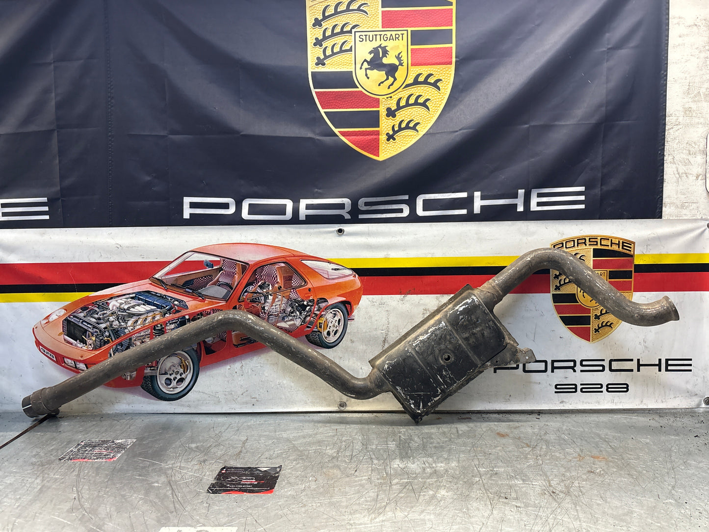 Porsche 928 S4 left middle silencer, used 92811109303