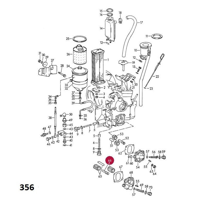Porsche 356 912 Oil Pump Gear without Tachometer Drive, Lower, 61610701701 New