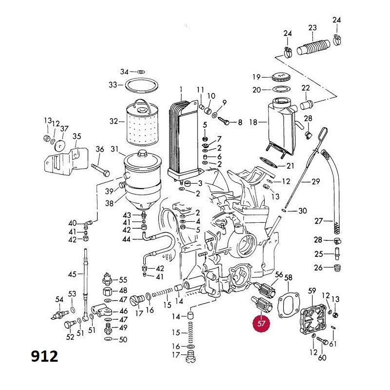 Porsche 356 912 Oil Pump Gear without Tachometer Drive, Lower, 61610701701 New