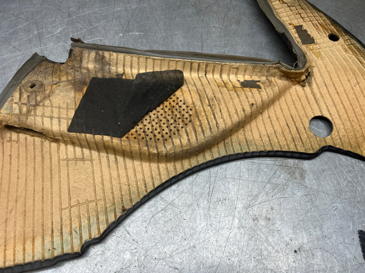 Porsche 944 black rear interior C Post trim card left side. Quarter panel trim used 944555021