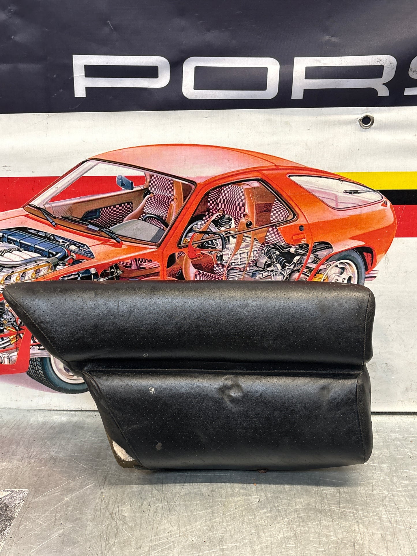 Porsche 928 rear left seat cushion, black, leather, used 92852205951