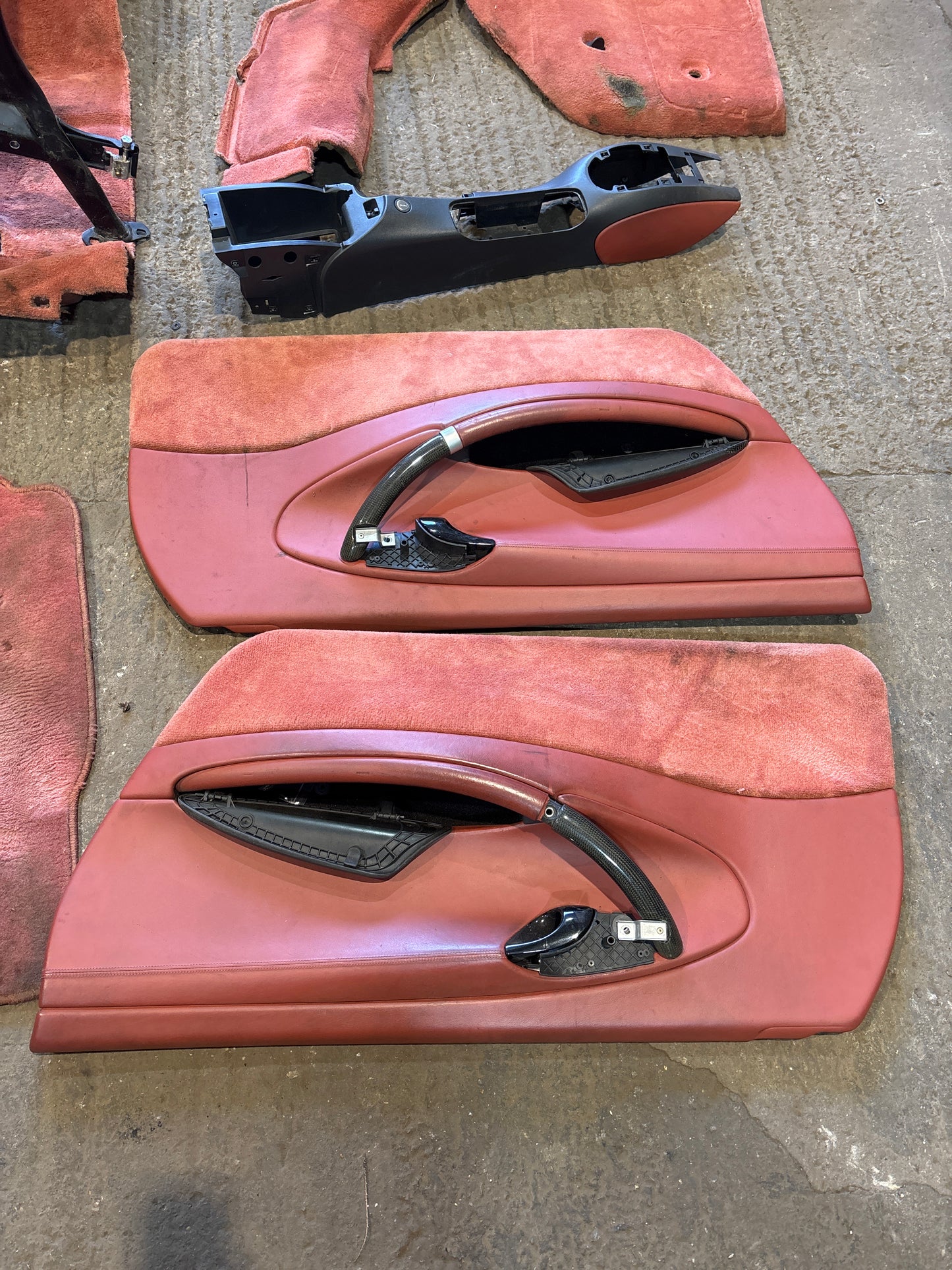 Porsche Boxster 986 complete red interior with Wingback sport seats, used, RHD car