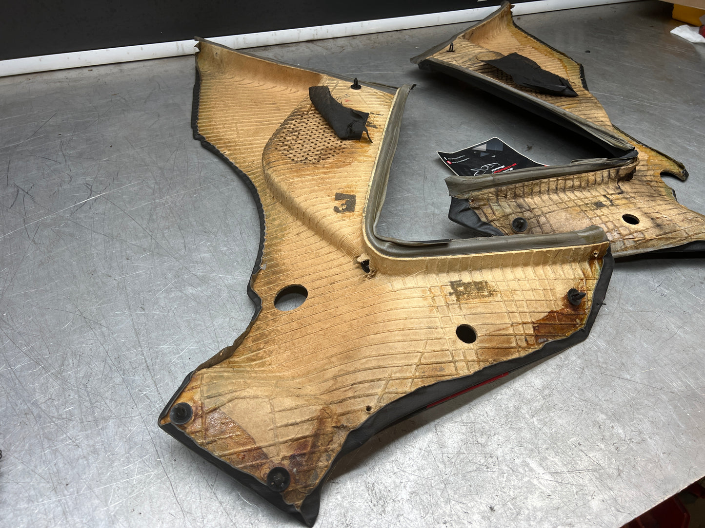 Porsche 944 black rear interior C Post trims/cards. Quarter panel trim used 944555021 944555022