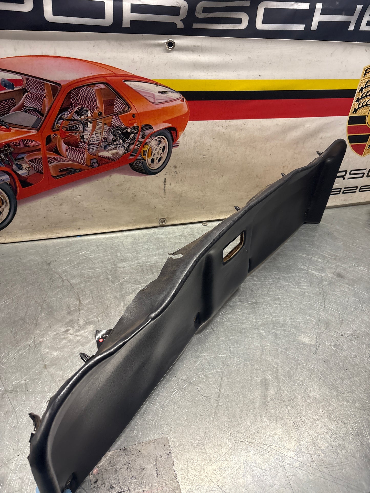 Porsche 928 sunroof mechanism cover trim, used, black 92855552702