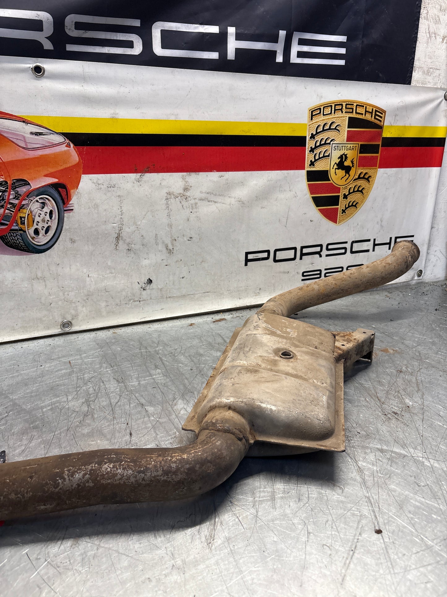 Porsche 928 S4 left middle silencer, used 92811109303