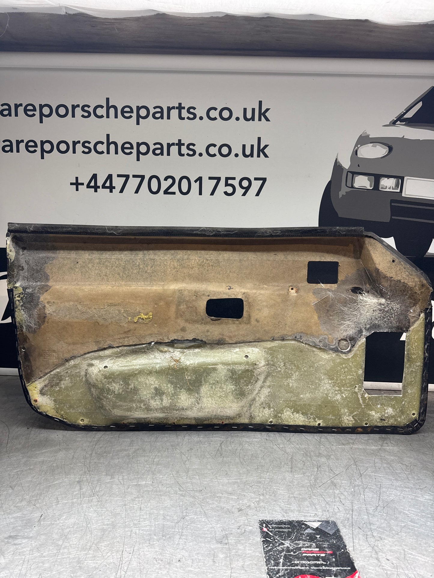Porsche 924/944 early Porsche black door card used condition right side, Rhd, Fibreglass repaired. 478867012